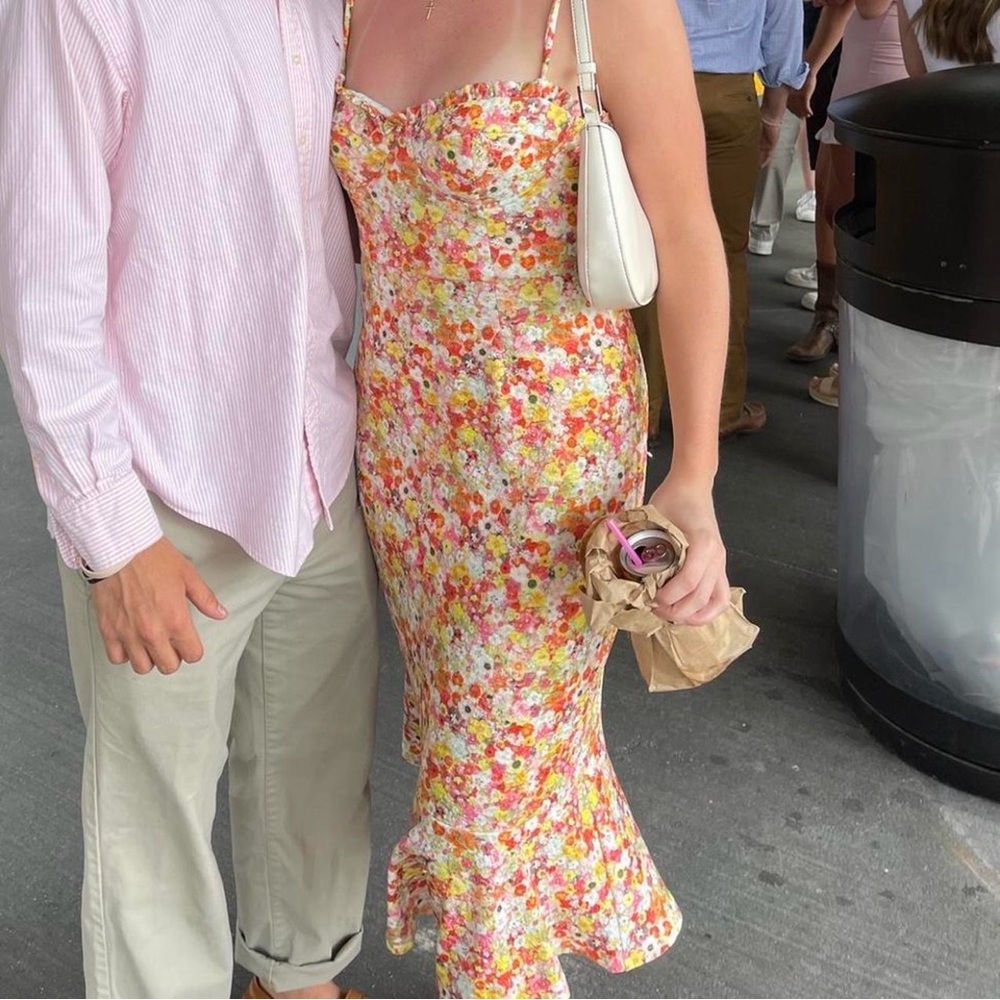 Anthropologie Floral Sweetheart Midi Dress